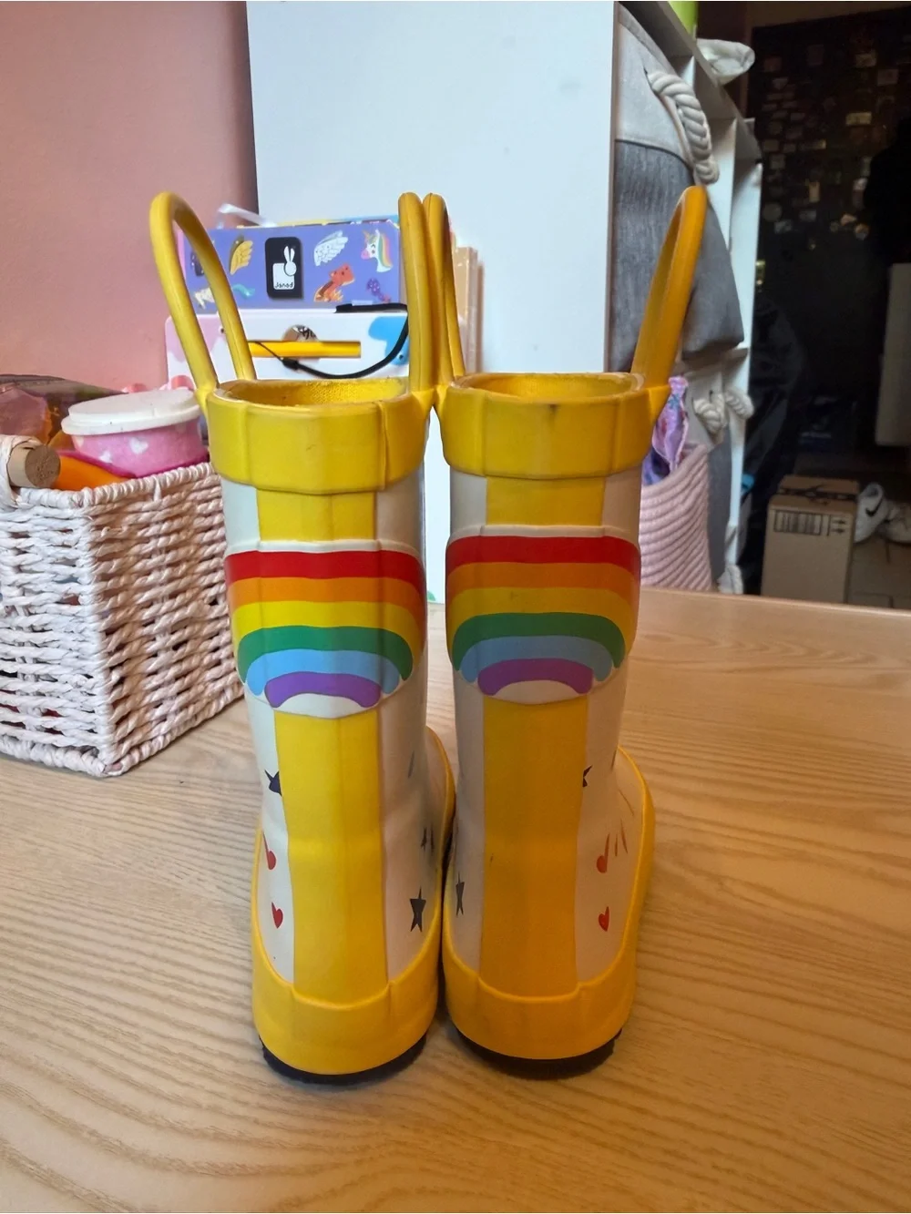 Cat & Jack Yellow and Orange Sun Rain Boots